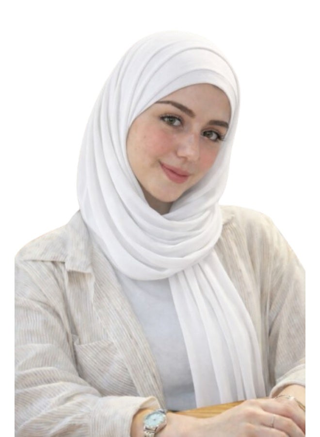 طرحة قطن ليكرا مع بندانة  باللون الابيض مقاس 2 متر × 60 سم  خامة مريحة وثبات طوال اليوم - Image 1